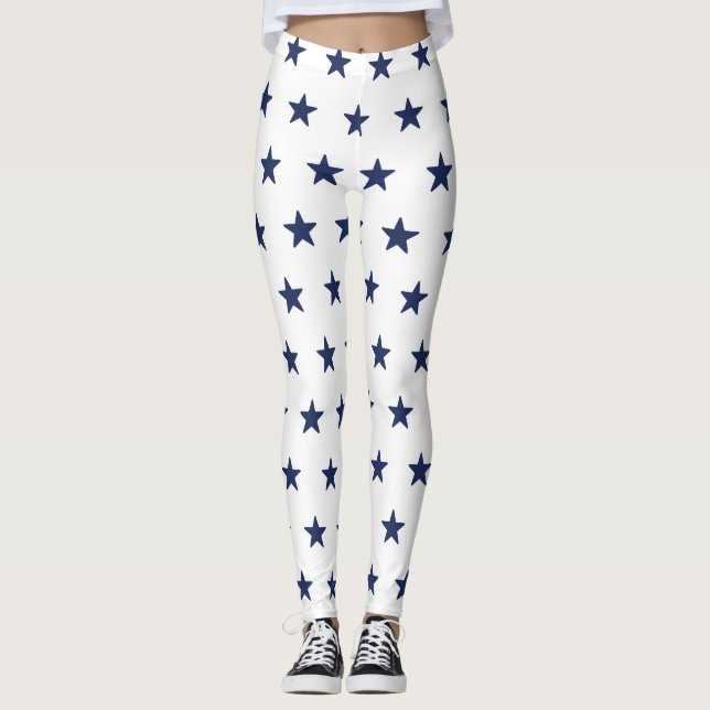 Leggings Inspiración de bandera azul y blanca norteamerican (Anverso)