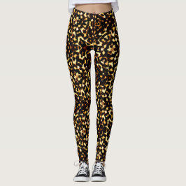 Leggings Inspiración étnica de leopardo geométrico marrón y