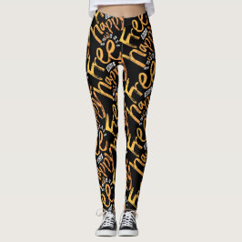 Leggings Inspirador Libre Feliz Pincel Amarillo Negro Pintu