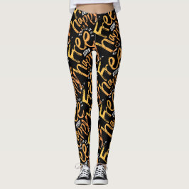 Leggings Inspirador Negro Amarillo Guion Tendencia Cepillad