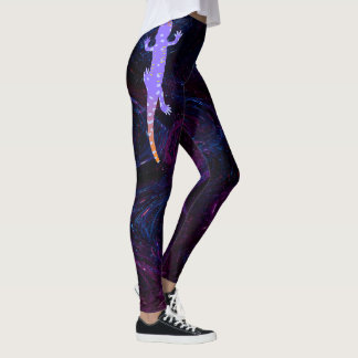 Leggings inspirados en reptiles con lagarto morado