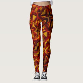 Leggings Interconexión de corbatas naranjas quemadas, efect