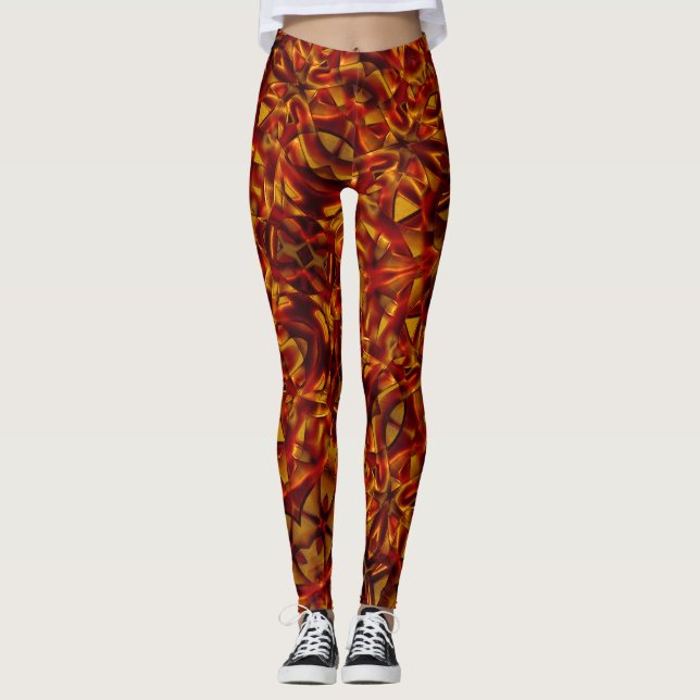 Leggings Interconexión de lazos de naranja quemados (Anverso)