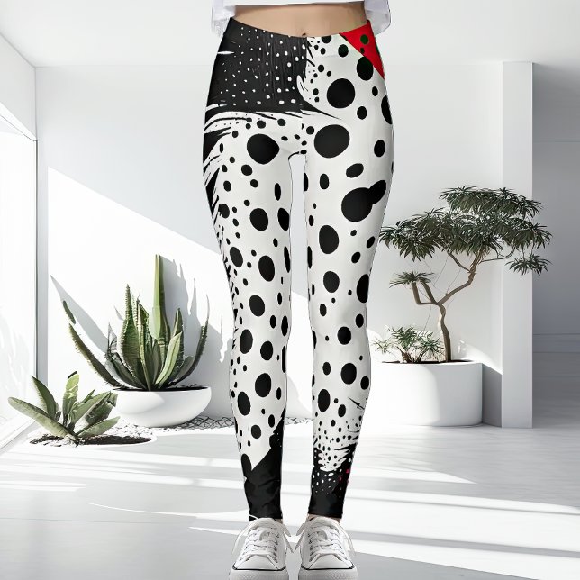 Leggings Inusuales damas blancas rojas y negras modernas (Subido por el creador)