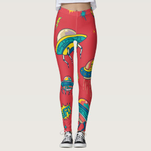 Leggings Invasores espaciales de OVNI retro