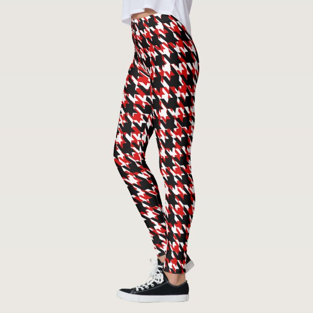 Leggings Invierno blanco rojo negro Houndstooth de Canadá (Izquierda)