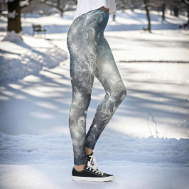 Leggings Invierno de copos de nieve plateados y azules