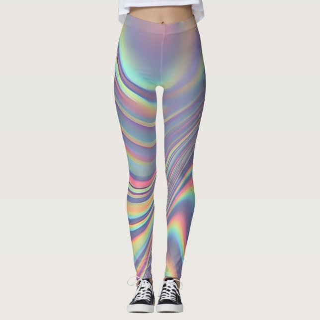 Leggings Iridescent Holographic Swirl Texture (Anverso)