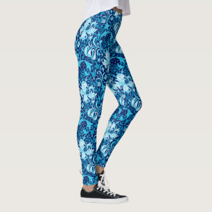 Leggings Iris y lirio, azul añil de William Morris