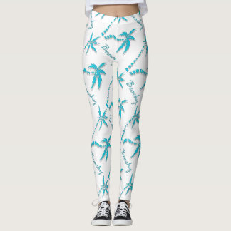 Leggings Isla azul con playas de la palmera