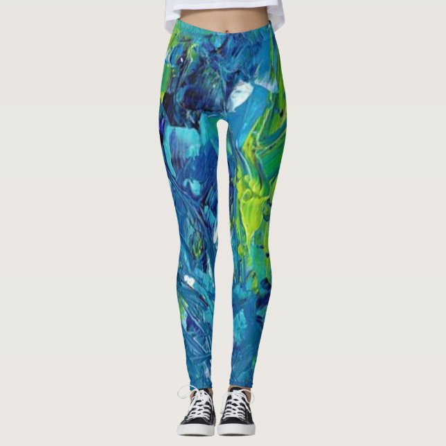 Leggings Isla Tropical Mar Azul Verde YOGA PANTALLA (Anverso)