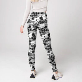 Leggings Isla Tropical Moderna Negra y Blanca Haiwaii