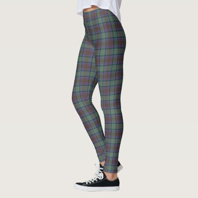 Leggings Isle De Skye Tartán Plantado Patrón Negro Verde (Izquierda)