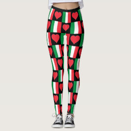 Leggings Italia Patrón cardíaco de bandera lindo italiano p