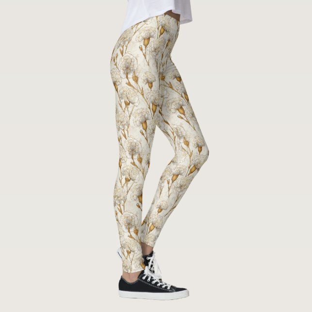 Leggings Ivory and Gold Weightlifting Carnation Charm  (Derecha)