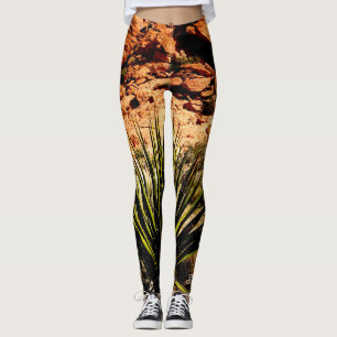 Leggings Izquierda del suroeste de Yucca Nombre Marrón Verd