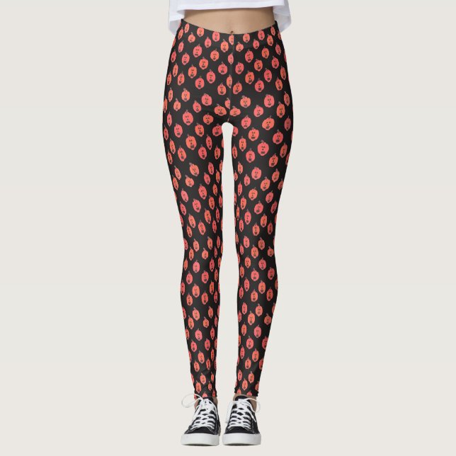 Leggings Jack-o-Lanterns de Halloween en negro (Anverso)