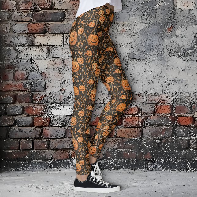 Leggings Jack-o-Lanterns en la Vine Halloween (Jack-o-Lanterns on the Vine Halloween Leggings)