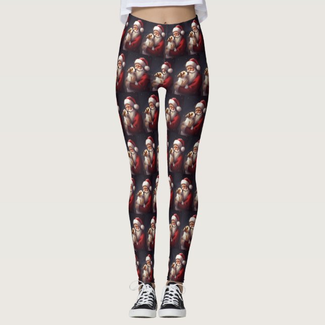 Leggings Jack Russell Con Navidades festivos de Santa Claus (Anverso)