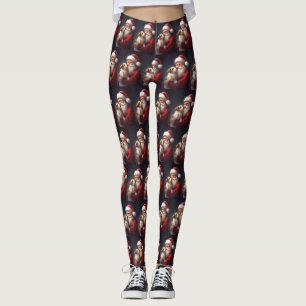 Leggings Jack Russell con Santa Claus Navideño Festivo