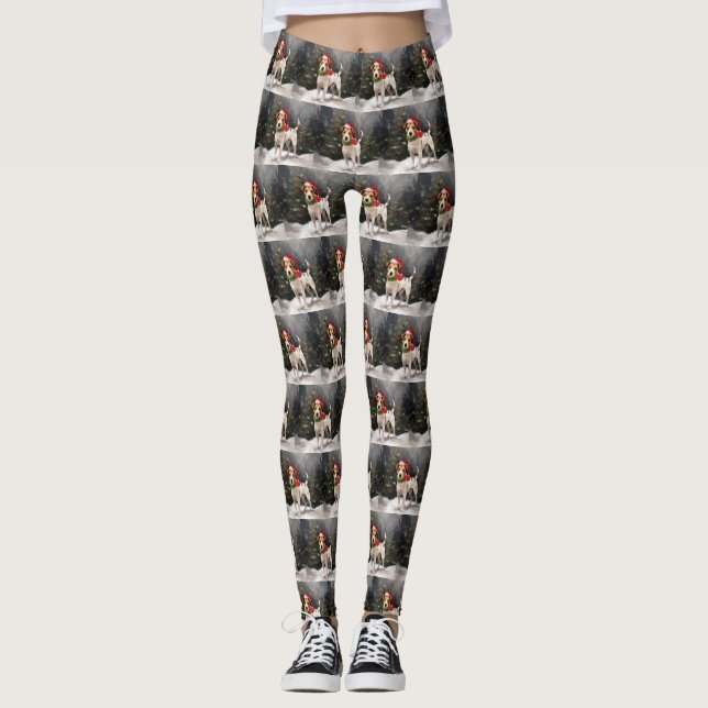 Leggings Jack Russell Dog en Navidades de nieve (Anverso)