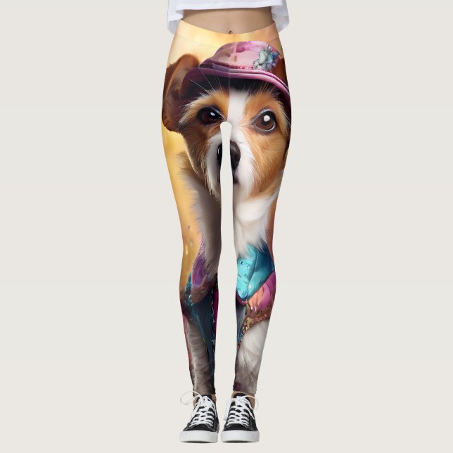 Leggings Jack Russell en un disfraz vibrante (Anverso)