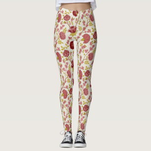 Leggings Jacobo Floral Big Pattern Reds Rosa Crema de oro