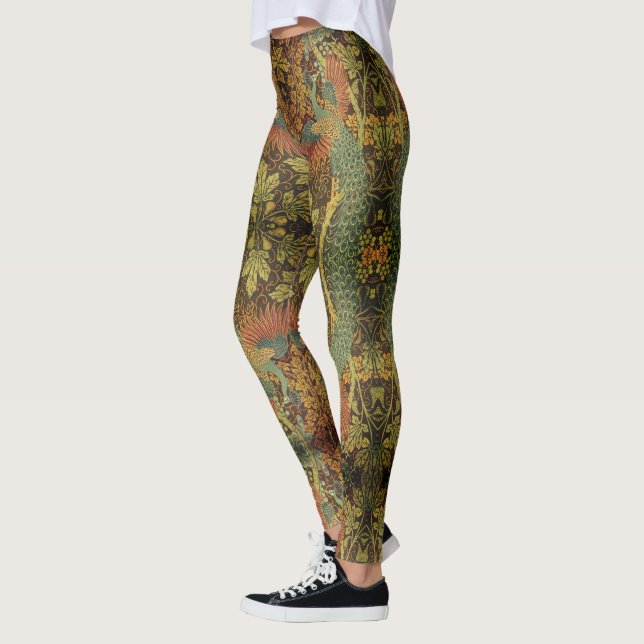 Leggings Jacquard victoriano con flores de pavo real (Izquierda)