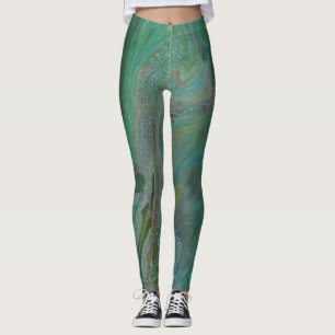 Leggings Jade 3 Leyendas del resumen verde profundo del líq