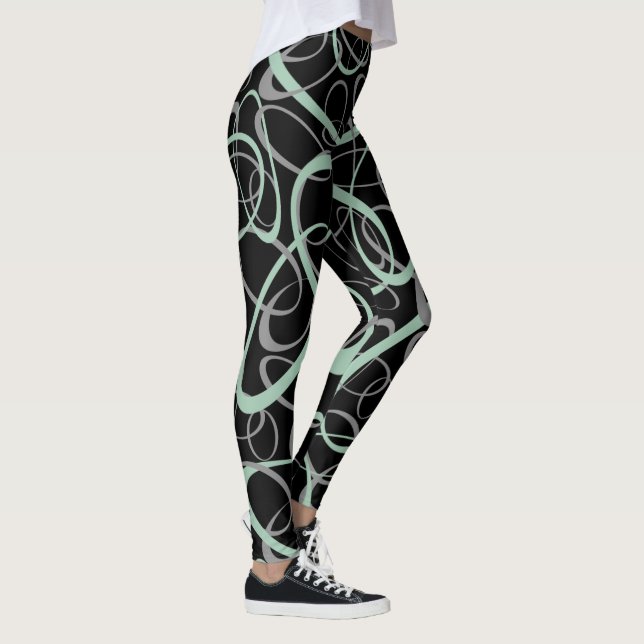 Leggings jade gris y patrón de bucle intertwiteado gris (Derecha)