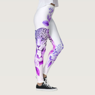 Leggings Jaguar y Floral Fusion Tattoo Leg Sleeve"