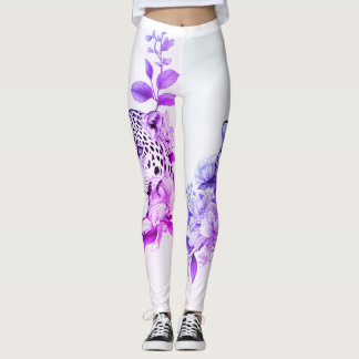 Leggings Jaguar y Floral Fusion Tattoo Leg Sleeve"