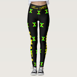 LEGGINGS JAMAICA FLAG LEGGININS BLACK HAVIC ACD