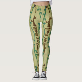 LEGGINGS JAPONÉS WOODBLOCK PATTERN IMPRESIÓN LEGGINING VERD