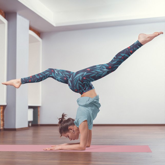 Leggings Jardín acuático nocturno - azul turquesa, azul y r (Subido por el creador)
