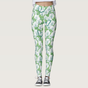 Leggings Jardín Botánico de Orquídeas con Mariposas en verd