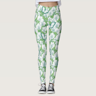 Leggings Jardín Botánico de Orquídeas con Mariposas en verd