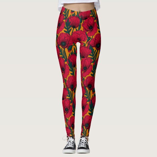 Leggings Jardín de amapola roja (Anverso)