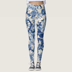 Leggings Jardín de Cisne de Porcelana Azul