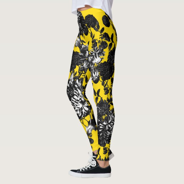 Leggings Jardín de flores floral blanco amarillo negro de (Izquierda)