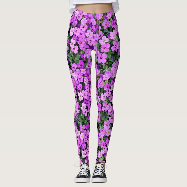 Leggings Jardín de flores moradas (Anverso)