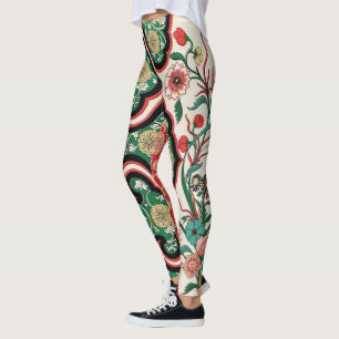 Leggings Jardín de flores Resumen chino vintage