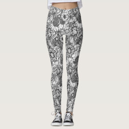 Leggings Jardín de flores silvestres de Australia blanco y