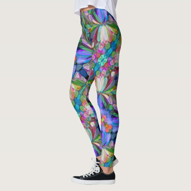 Leggings Jardín de flores silvestres libélula Floral abstra (Izquierda)