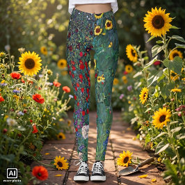 Leggings Jardín de granja con girasol de Klimt, flores vint
