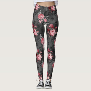 Leggings Jardín de las Rosas Rosadas y del Calavero Gótico