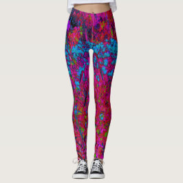 Leggings Jardín de Magenta de Flores Psicodélico Lirio Púrp