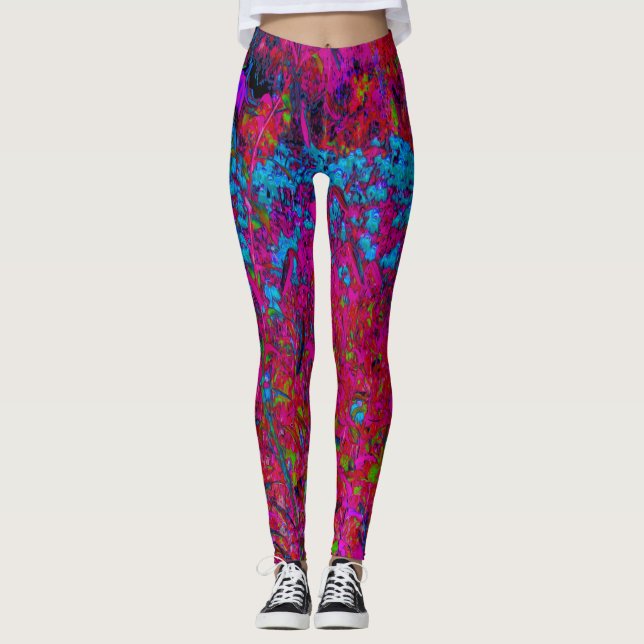 Leggings Jardín de Magenta de Flores Psicodélico Lirio Púrp (Anverso)