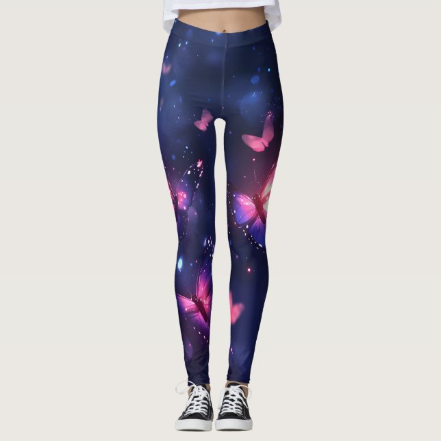 Leggings Jardín de mariposas nocturnas celestiales (Anverso)