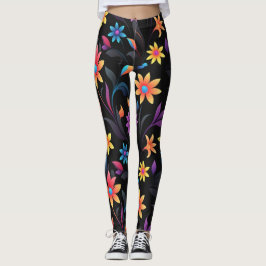 Leggings Jardín de Medianoche: Vibrante Fantasía Floral